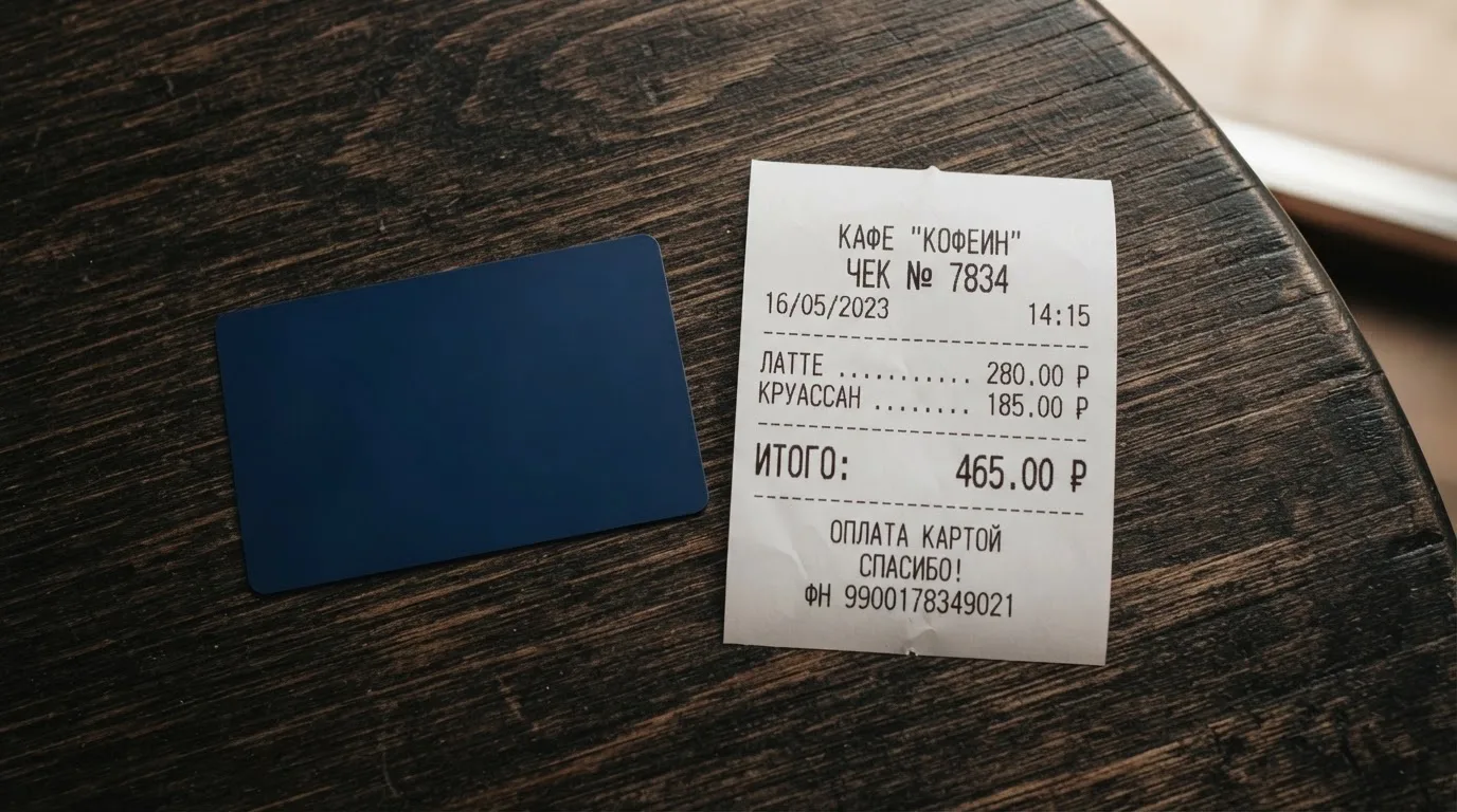 Чек и карта на столике в кафе